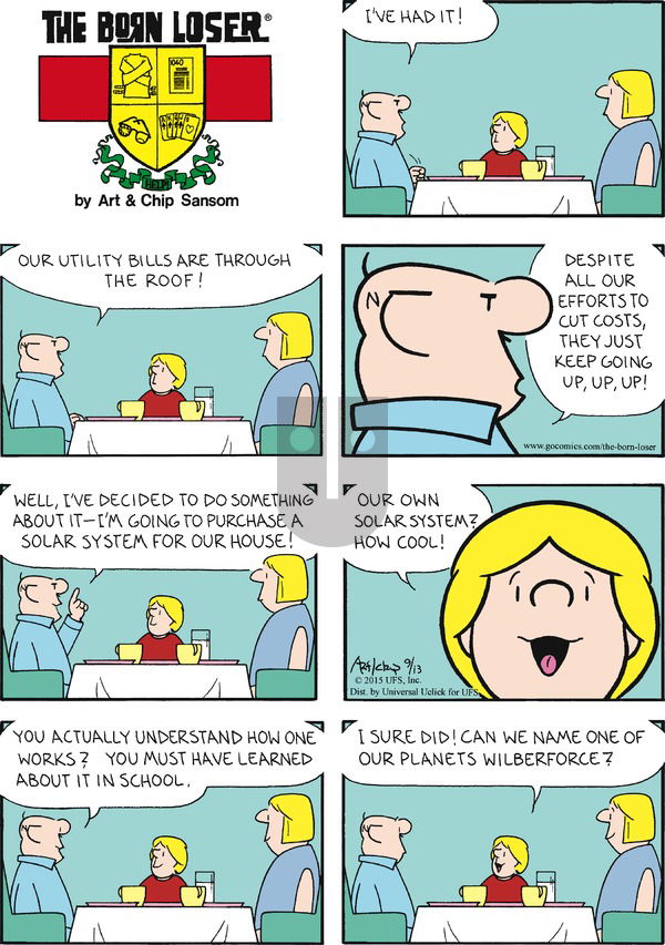 The Born Loser on Sunday September 13, 2015 Comic Strip