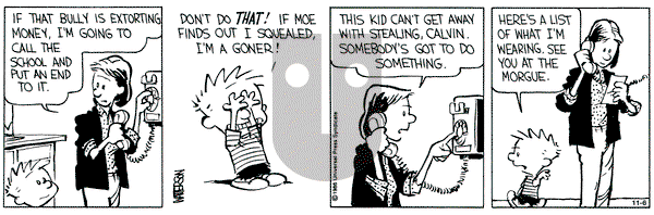 Calvin and Hobbes on Wednesday November 6, 1991 Comic Strip