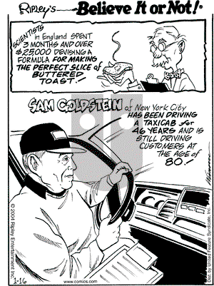 Ripley's Believe It or Not on Friday January 16, 2004 Comic Strip