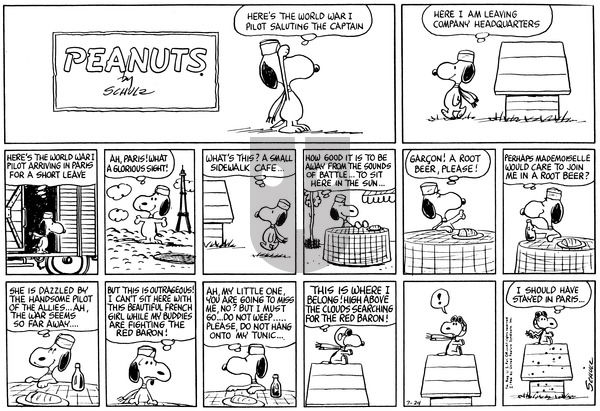 Peanuts on Sunday July 24, 1966 Comic Strip