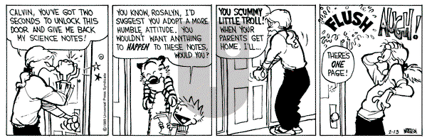 Calvin and Hobbes on Monday February 13, 1989 Comic Strip