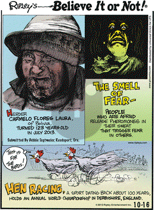 Ripley's Believe It or Not on Wednesday October 16, 2013 Comic Strip
