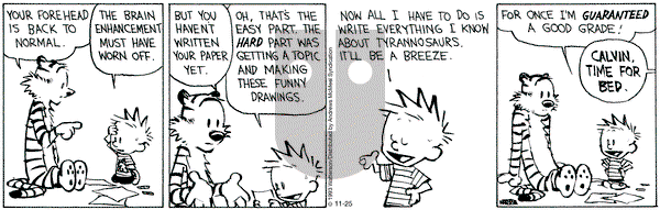 Calvin and Hobbes - Saturday November 25, 2023 Comic Strip