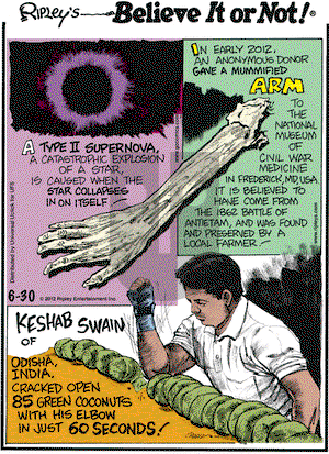 Ripley's Believe It or Not on Saturday June 30, 2012 Comic Strip
