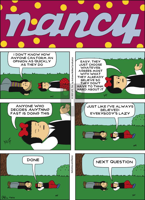 Nancy on Sunday April 25, 2021 Comic Strip