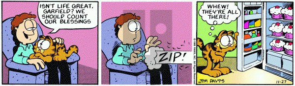 Garfield on Thursday November 27, 1986 Comic Strip