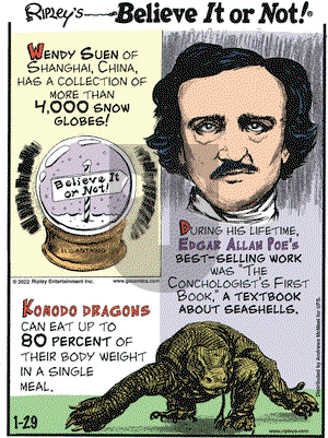 Ripley's Believe It or Not - Saturday January 29, 2022 Comic Strip