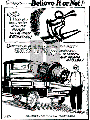 Ripley's Believe It or Not on Saturday December 23, 2000 Comic Strip