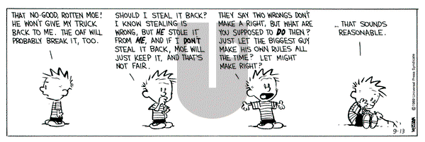 Calvin and Hobbes on Wednesday September 13, 1989 Comic Strip