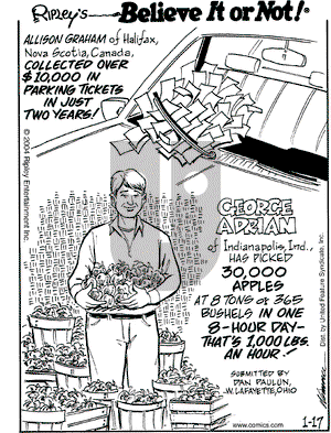 Ripley's Believe It or Not - Saturday January 17, 2004 Comic Strip