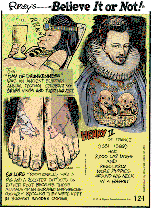 Ripley's Believe It or Not on Monday December 1, 2014 Comic Strip