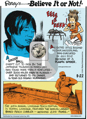 Ripley's Believe It or Not on Tuesday September 22, 2015 Comic Strip