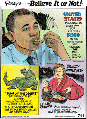 Ripley's Believe It or Not on Thursday July 11, 2013 Comic Strip