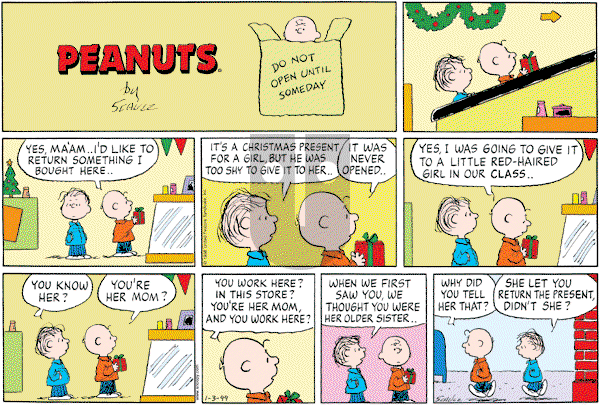 Peanuts - Sunday January 3, 1999 Comic Strip