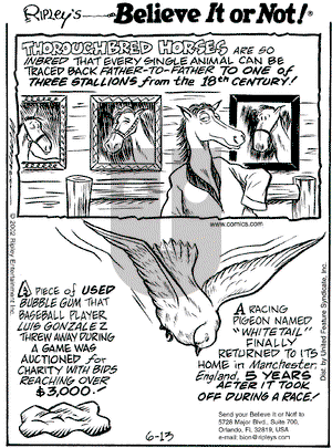 Ripley's Believe It or Not on Thursday June 13, 2002 Comic Strip