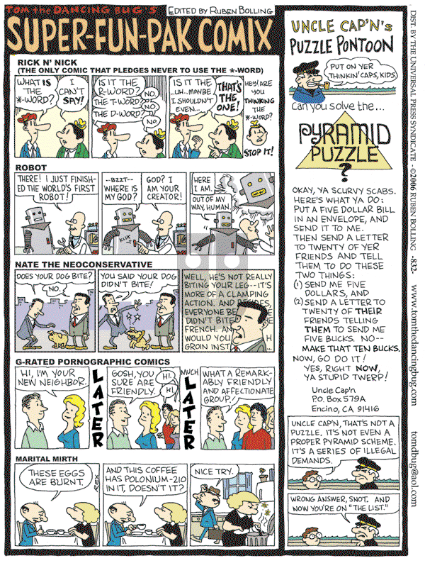 Tom the Dancing Bug on Saturday January 6, 2007 Comic Strip