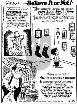 Ripley's Believe It or Not on Monday December 25, 2000 Comic Strip