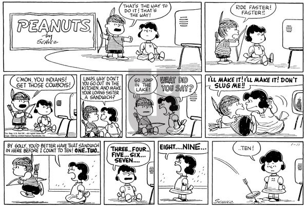 Peanuts on Sunday January 11, 1959 Comic Strip