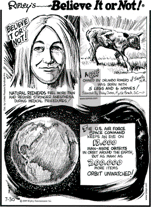 Ripley's Believe It or Not on Saturday July 30, 2005 Comic Strip