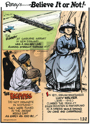 Ripley's Believe It or Not on Monday December 2, 2013 Comic Strip