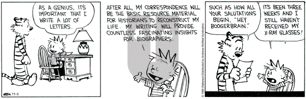 Calvin and Hobbes on Wednesday November 5, 2025 Comic Strip