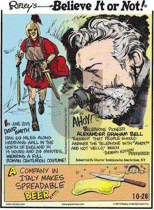 Ripley's Believe It or Not on Saturday October 26, 2013 Comic Strip