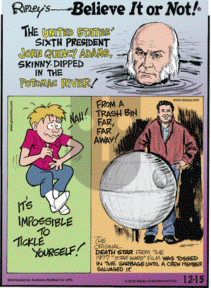Ripley's Believe It or Not on Saturday December 15, 2018 Comic Strip