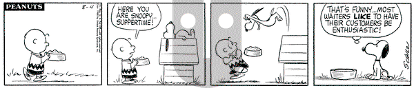 Peanuts on Thursday August 4, 1960 Comic Strip