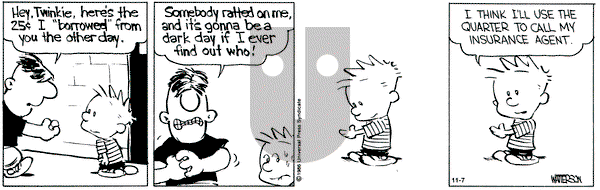 Calvin and Hobbes on Thursday November 7, 1991 Comic Strip