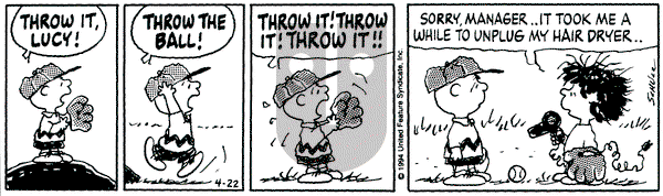 Peanuts on Wednesday January 25, 1995 Comic Strip