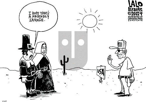 Lalo Alcaraz on Wednesday November 27, 2002 Comic Strip