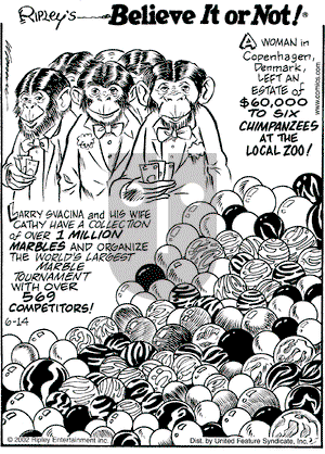 Ripley's Believe It or Not on Friday June 14, 2002 Comic Strip