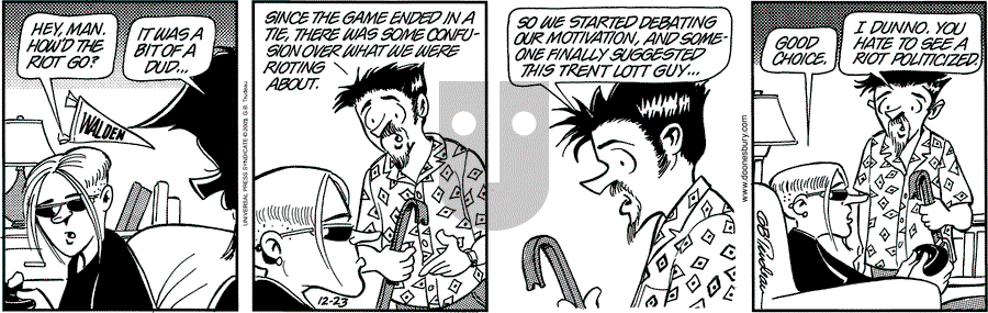 Doonesbury - Monday December 23, 2002 Comic Strip