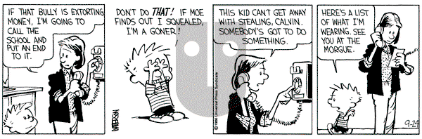 Calvin and Hobbes on Wednesday September 24, 1986 Comic Strip