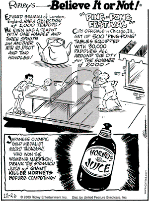Ripley's Believe It or Not on Tuesday December 26, 2000 Comic Strip
