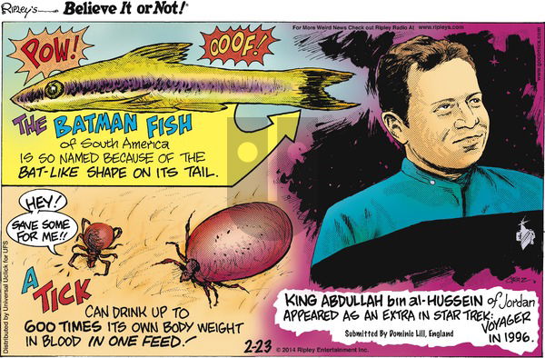 Ripley's Believe It or Not on Sunday February 23, 2014 Comic Strip