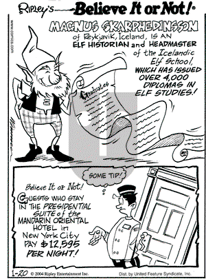 Ripley's Believe It or Not on Tuesday January 20, 2004 Comic Strip