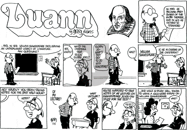 Luann on Sunday March 8, 1992 Comic Strip