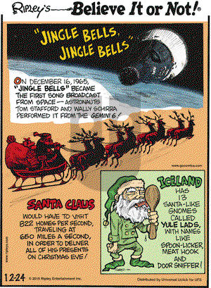 Ripley's Believe It or Not on Thursday December 24, 2015 Comic Strip