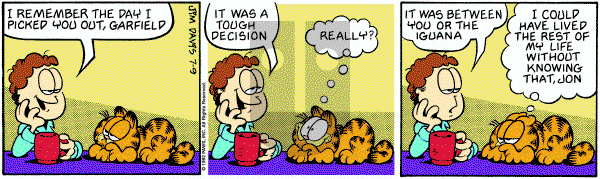 Garfield on Thursday July 9, 1992 Comic Strip