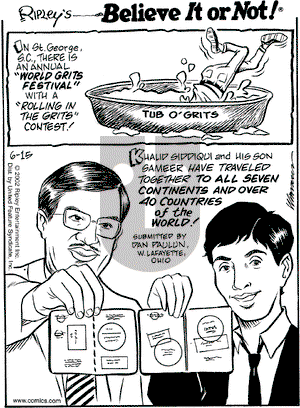 Ripley's Believe It or Not on Saturday June 15, 2002 Comic Strip