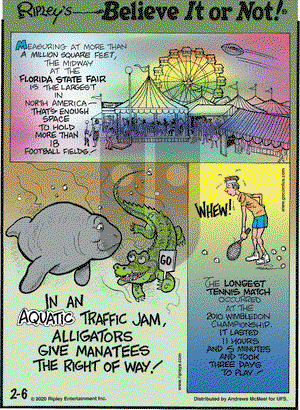 Ripley's Believe It or Not on Thursday February 6, 2020 Comic Strip