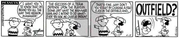 Peanuts on Friday April 17, 1959 Comic Strip