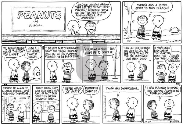 Peanuts on Sunday October 23, 1960 Comic Strip