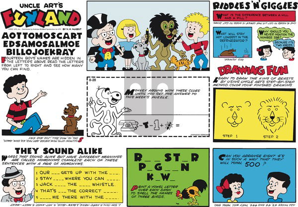 Uncle Art's Funland on Sunday August 28, 2022 Comic Strip