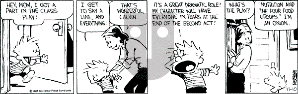 Calvin and Hobbes - Monday November 10, 1986 Comic Strip