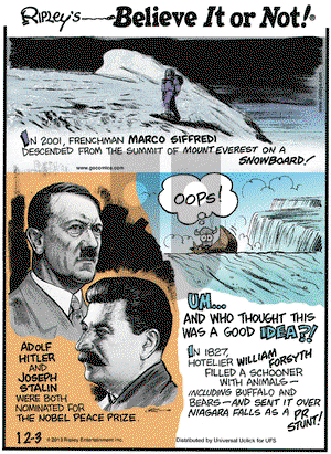Ripley's Believe It or Not on Tuesday December 3, 2013 Comic Strip