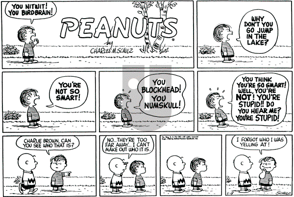 Peanuts - Sunday May 18, 1958 Comic Strip