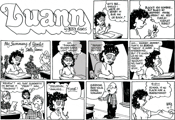 Luann on Sunday October 11, 1992 Comic Strip