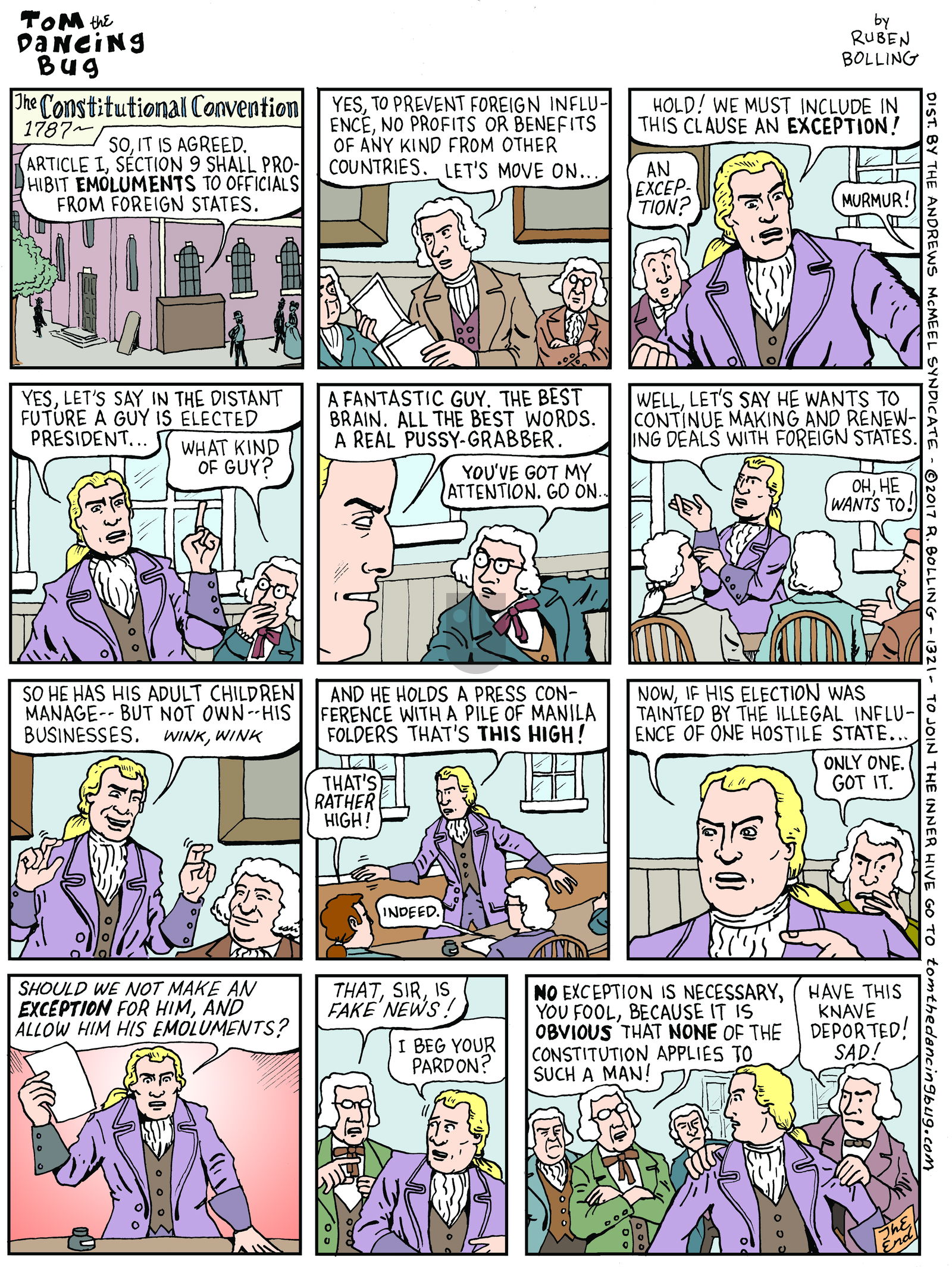 Tom the Dancing Bug on Monday January 16, 2017 Comic Strip